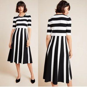 NEW Anthropologie Bailey 44 Tori Striped Sweater Dress Black White Midi
